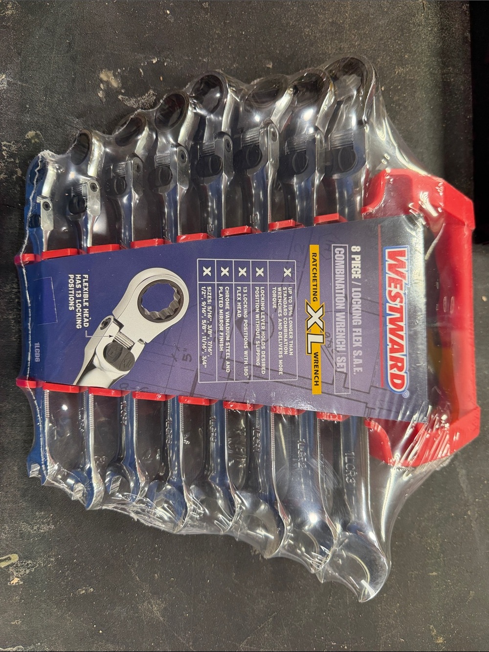 Westward 8-Piece Combination Ratcheting Wrench Set - Chrome